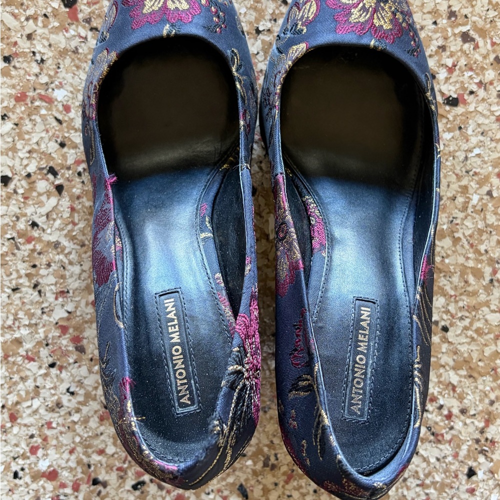 Antonio Melani Navy and Pink Floral Loafers